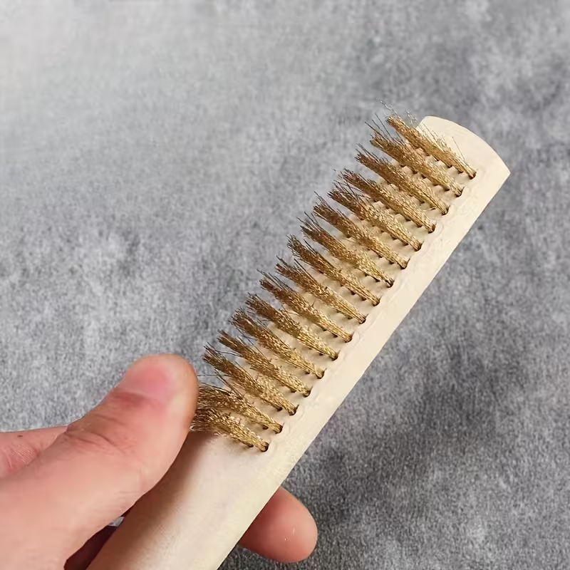 4-Pack Magic Stain Remover Brush, Wooden Handle, 6x16 Brass Wire Strips