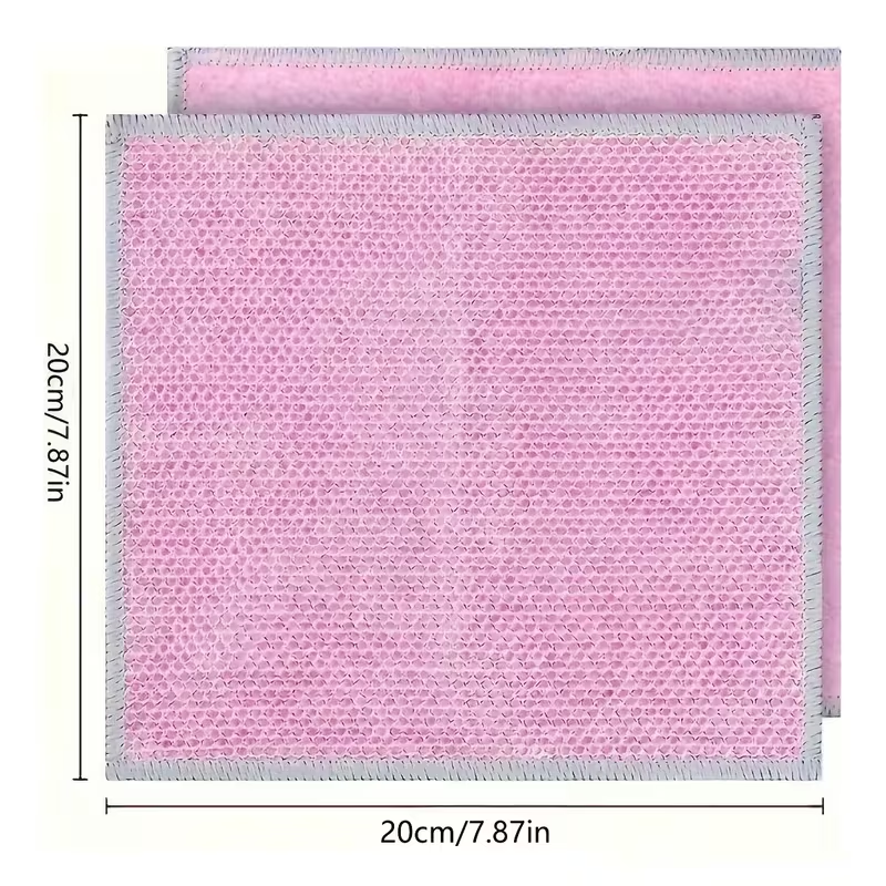 Double-sided silver-thread coconut fiber cleaning cloth, steel wire dishcloth, reusable.
