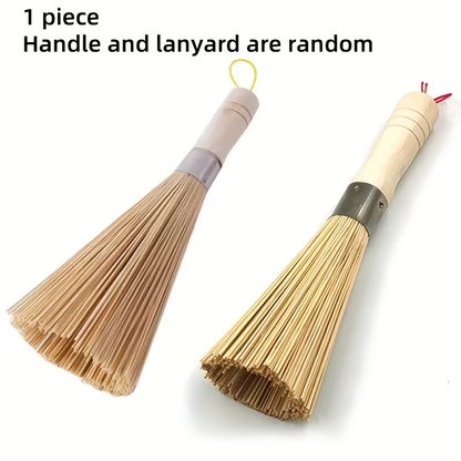 Natural bamboo pot brush - handheld kitchen cleaning brush