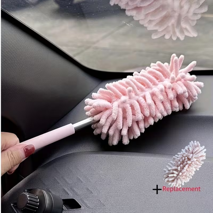 Two-piece set - Flexible and adjustable mini car dust brush - Made of polyester fiber