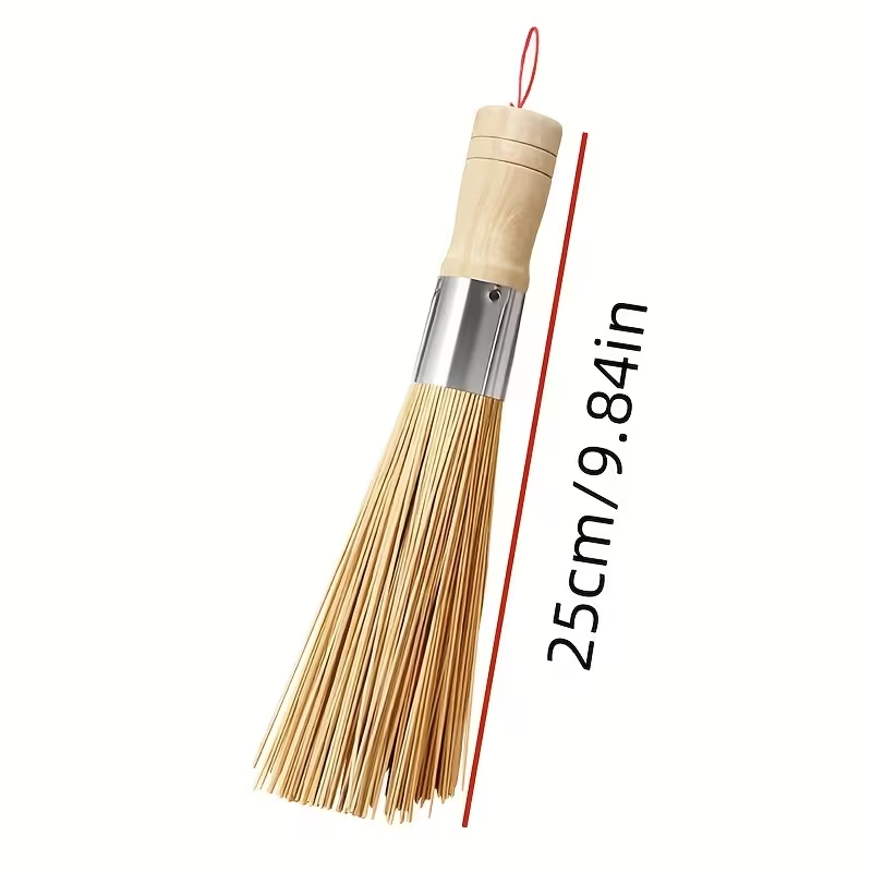Natural bamboo pot brush - handheld kitchen cleaning brush