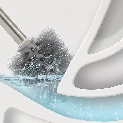 Wall-mounted long-handled toilet brush set