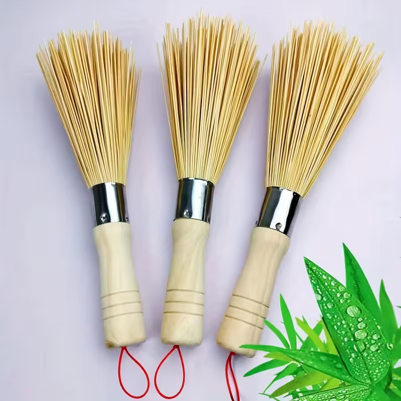 Natural bamboo pot brush - handheld kitchen cleaning brush
