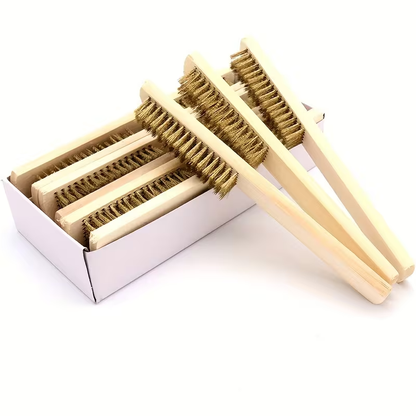 4-Pack Magic Stain Remover Brush, Wooden Handle, 6x16 Brass Wire Strips