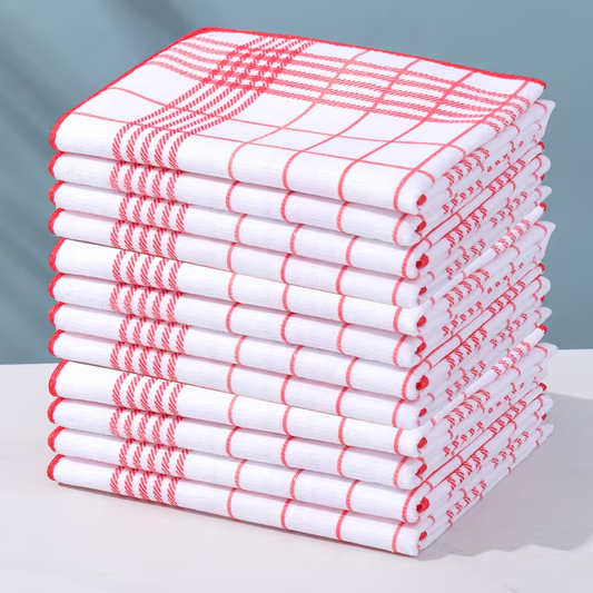 Six checkered kitchen towels, colors optional, highly absorbent, lint-free, size 40*60 cm.