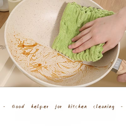 A set of 5 thickened microfiber cleaning cloths, highly absorbent, soft to the touch, and versatile.