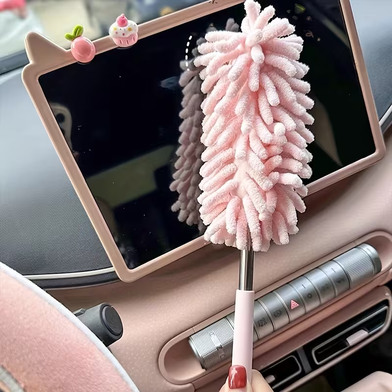 Two-piece set - Flexible and adjustable mini car dust brush - Made of polyester fiber