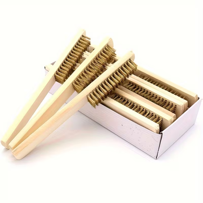 4-Pack Magic Stain Remover Brush, Wooden Handle, 6x16 Brass Wire Strips