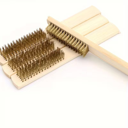 4-Pack Magic Stain Remover Brush, Wooden Handle, 6x16 Brass Wire Strips