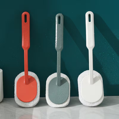 Long-handled sponge brush with an extended handle for deep cleaning.