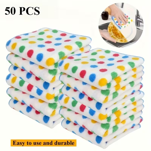 50-piece pack of polka dot coral microfiber fabric | Non-greasy, lint-free