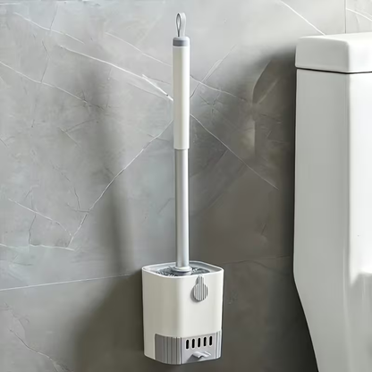 Wall-mounted long-handled toilet brush set
