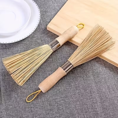 Natural bamboo pot brush - handheld kitchen cleaning brush