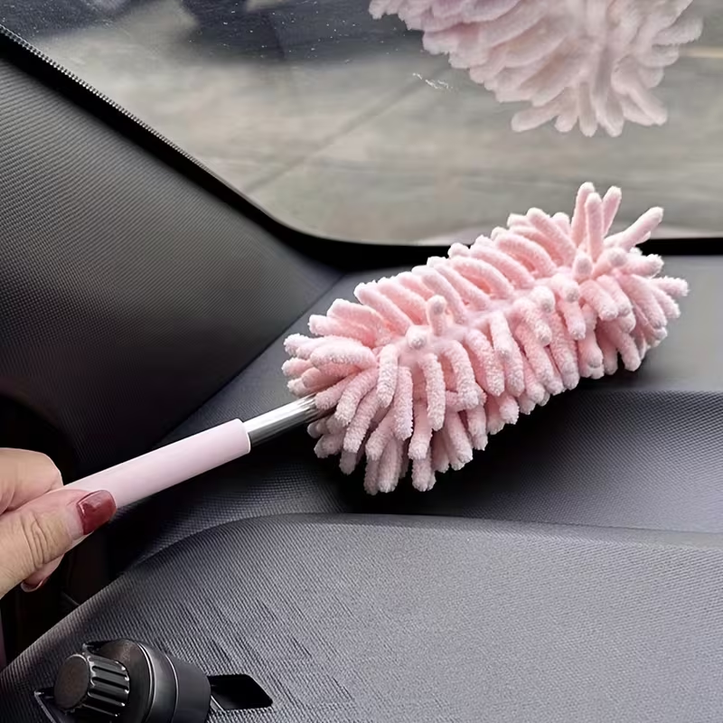 Two-piece set - Flexible and adjustable mini car dust brush - Made of polyester fiber