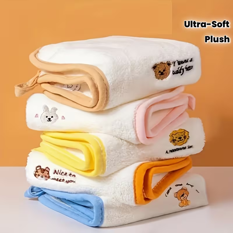 A set of 5 ultra-soft coral fleece towels