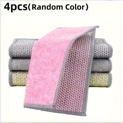 Double-sided silver-thread coconut fiber cleaning cloth, steel wire dishcloth, reusable.