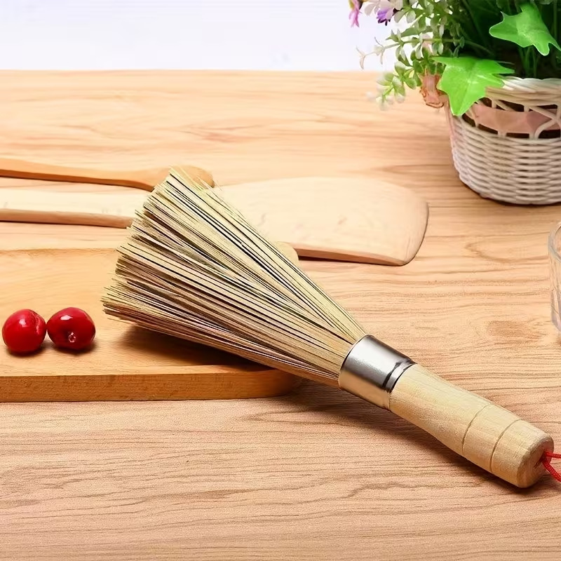 Natural bamboo pot brush - handheld kitchen cleaning brush