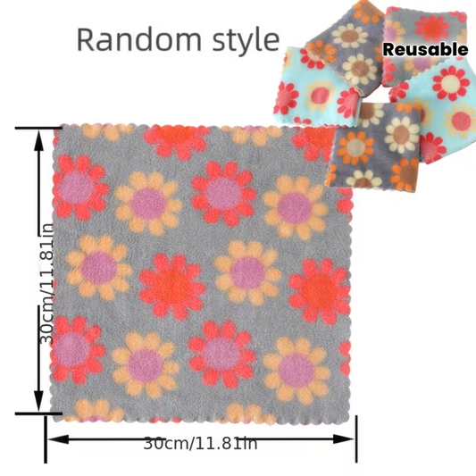 4-Piece Floral Coral Dishcloth Set - Super Absorbent Kitchen Cleaning Towels