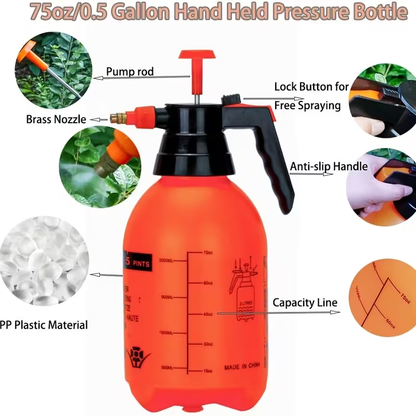 67.63 oz High-Pressure Plastic Garden Sprayer | Adjustable Nozzle