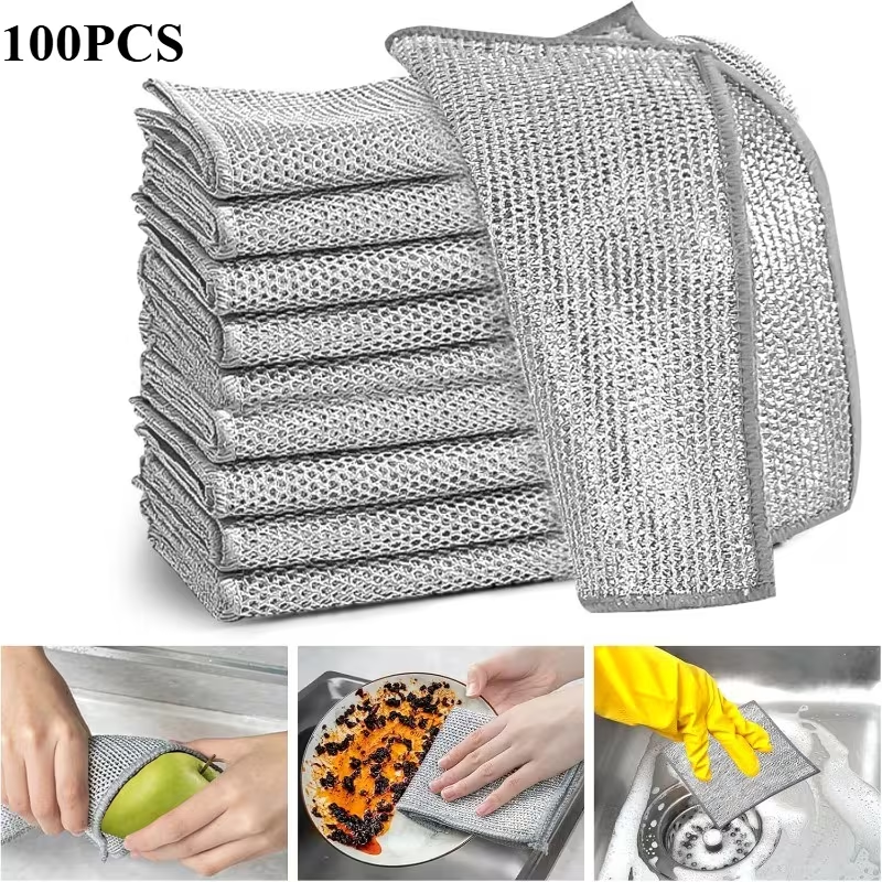 100-piece multi-purpose dishcloth, mesh scraping dish towel